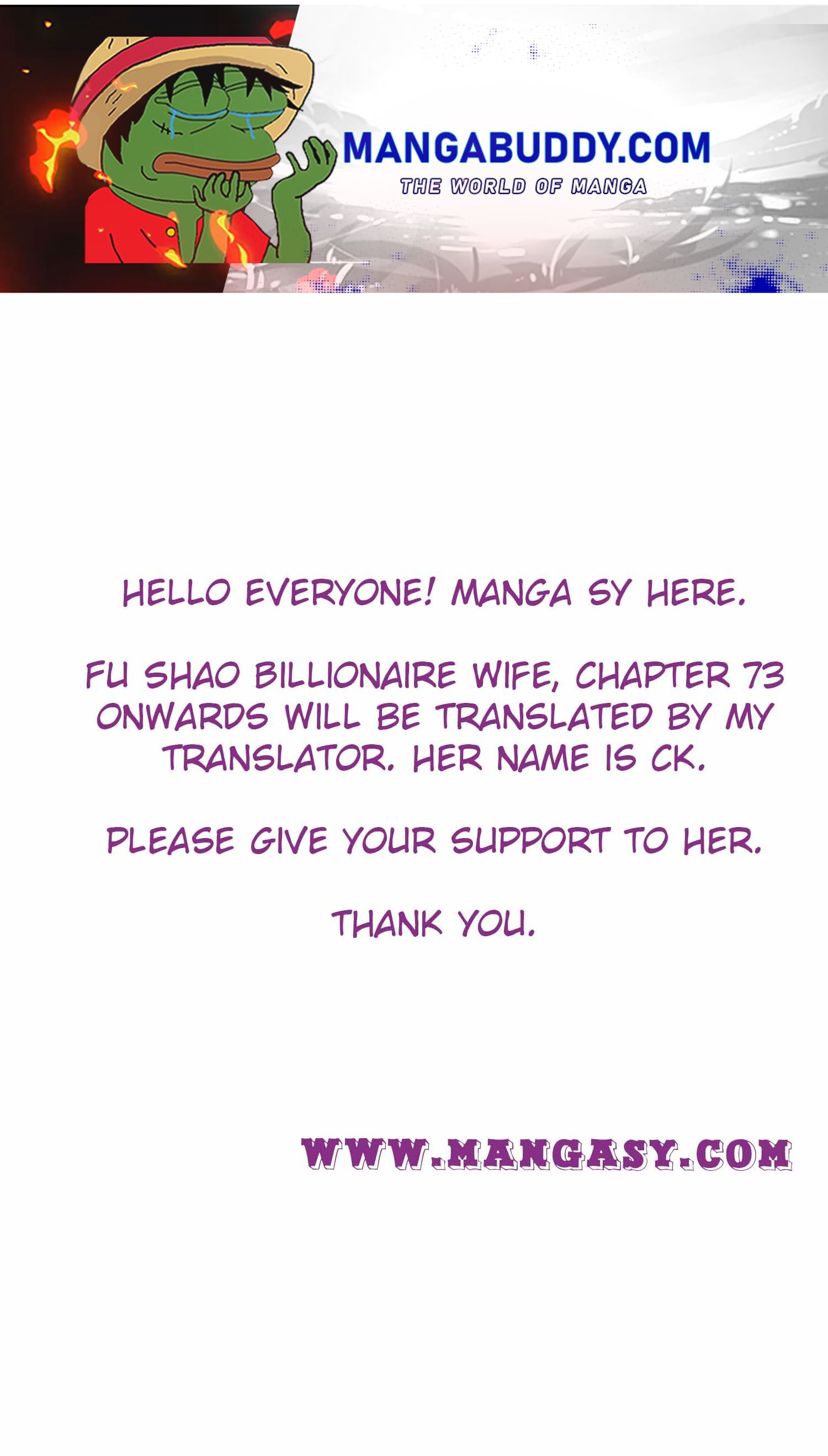Fu Shao Billionaire Wife Chapter 73 - page 1