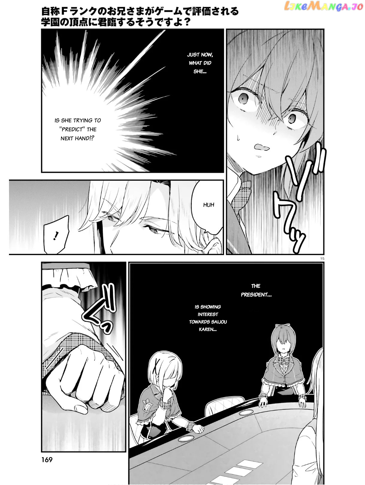 Jishou F-Rank No Oniisama Ga Game De Hyouka Sareru Gakuen No Chouten Ni Kunrin Suru Sou Desu Yo chapter 22 - page 15