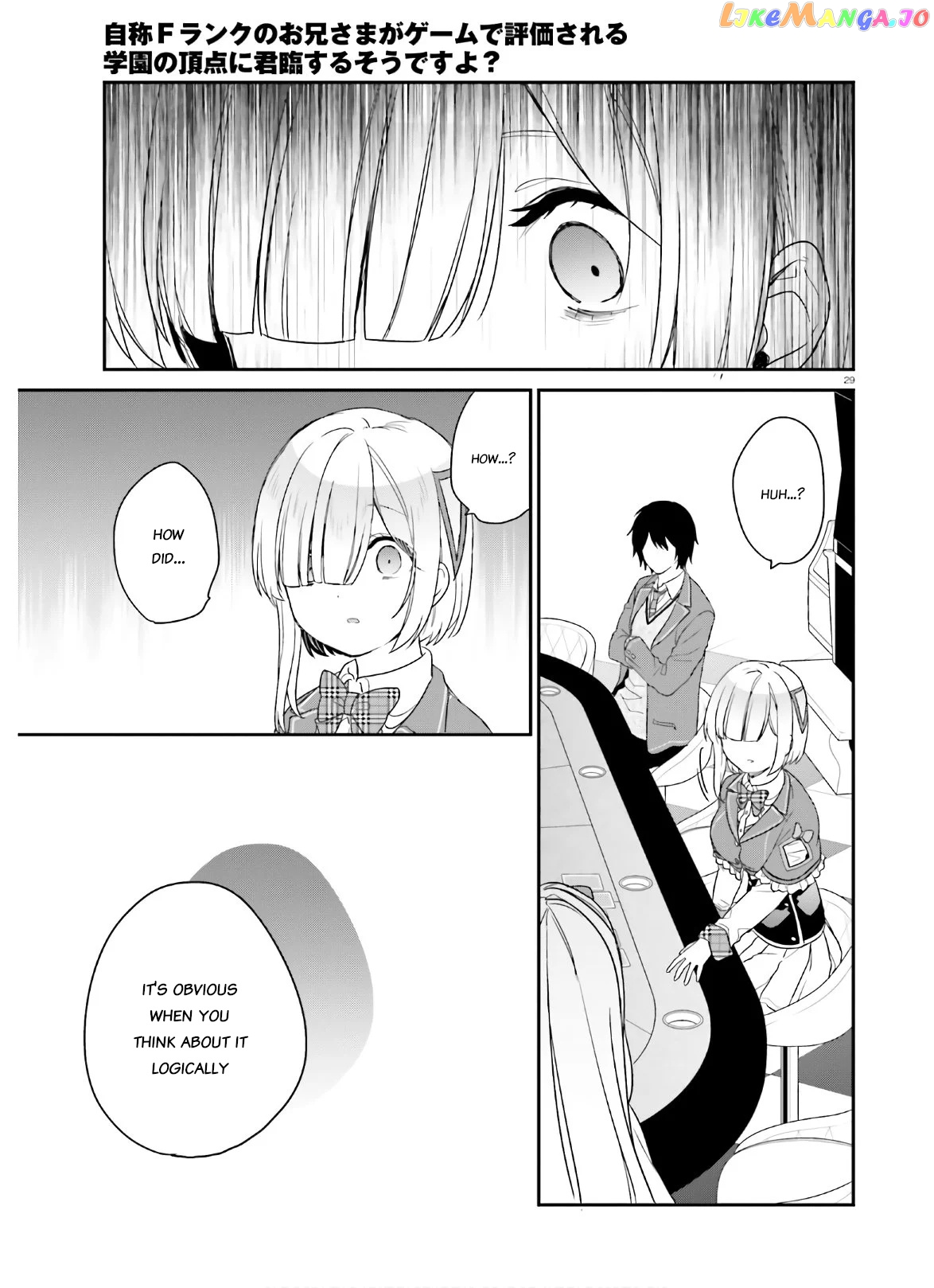 Jishou F-Rank No Oniisama Ga Game De Hyouka Sareru Gakuen No Chouten Ni Kunrin Suru Sou Desu Yo chapter 25 - page 29