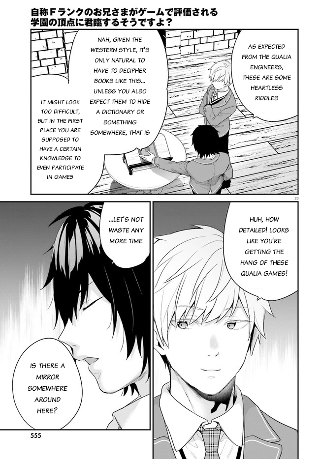 Jishou F-Rank No Oniisama Ga Game De Hyouka Sareru Gakuen No Chouten Ni Kunrin Suru Sou Desu Yo chapter 31 - page 23