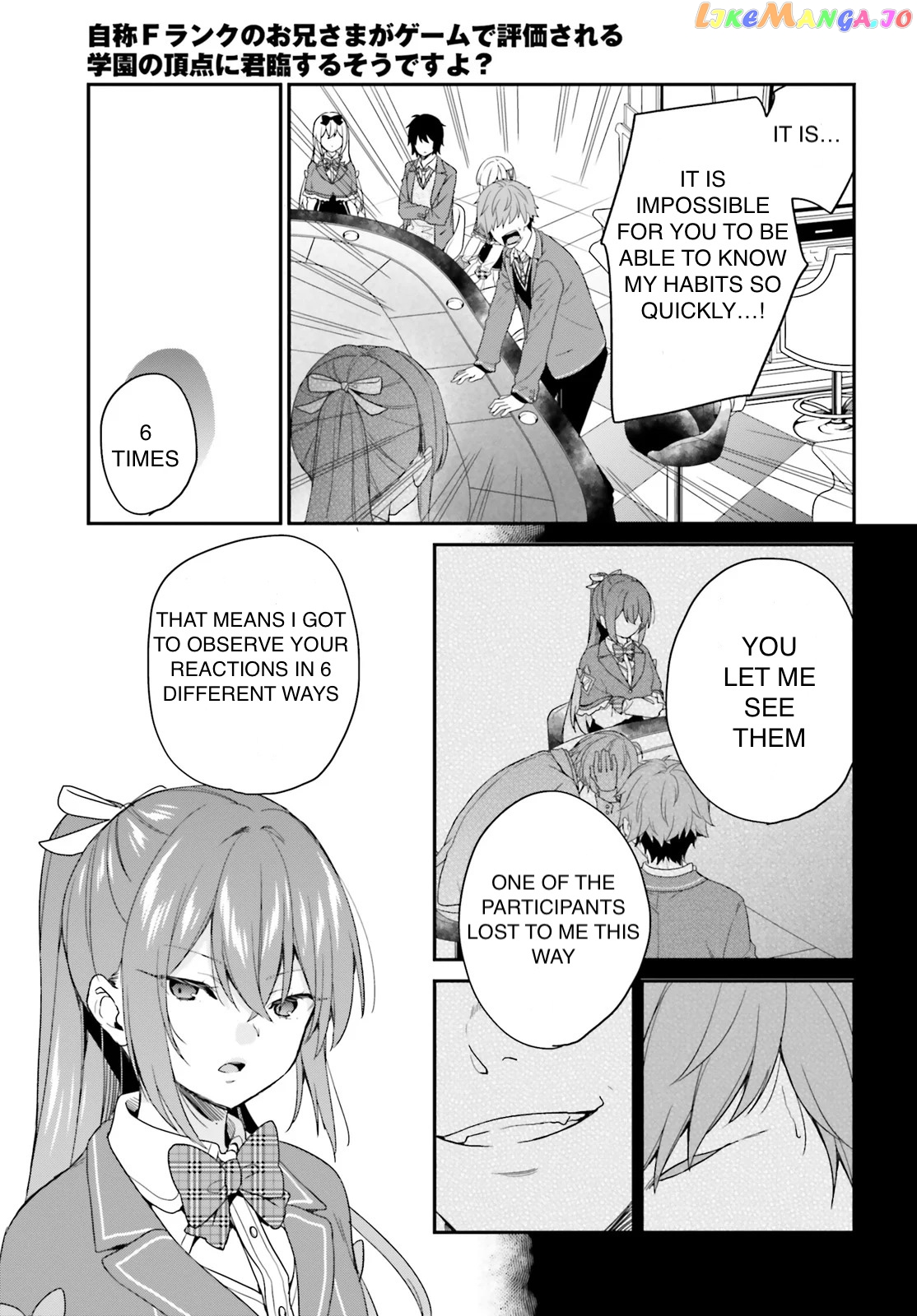 Jishou F-Rank No Oniisama Ga Game De Hyouka Sareru Gakuen No Chouten Ni Kunrin Suru Sou Desu Yo chapter 21 - page 12