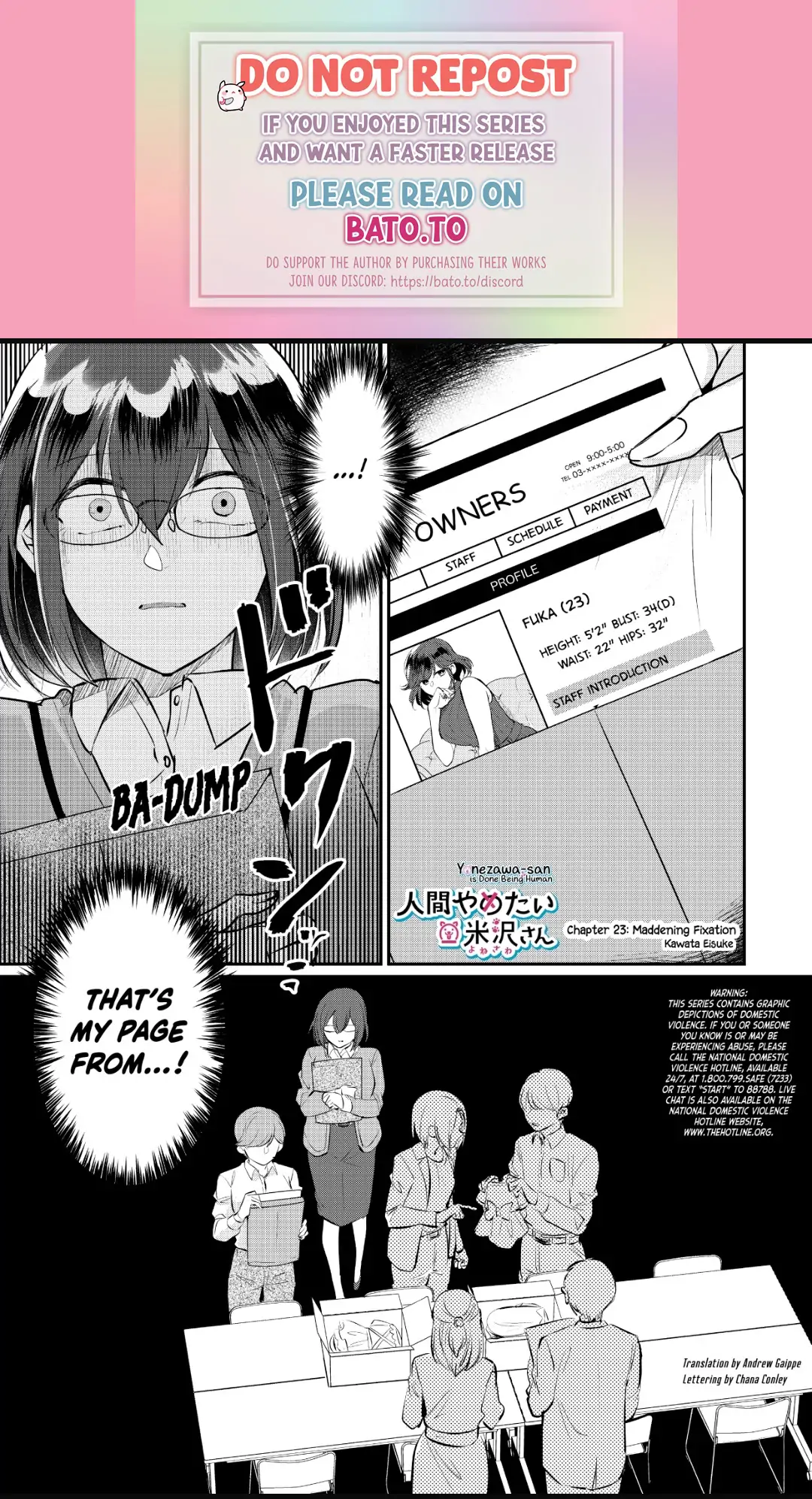 Yonezawa-San Is Done Being Human Chapter 23 - page 1