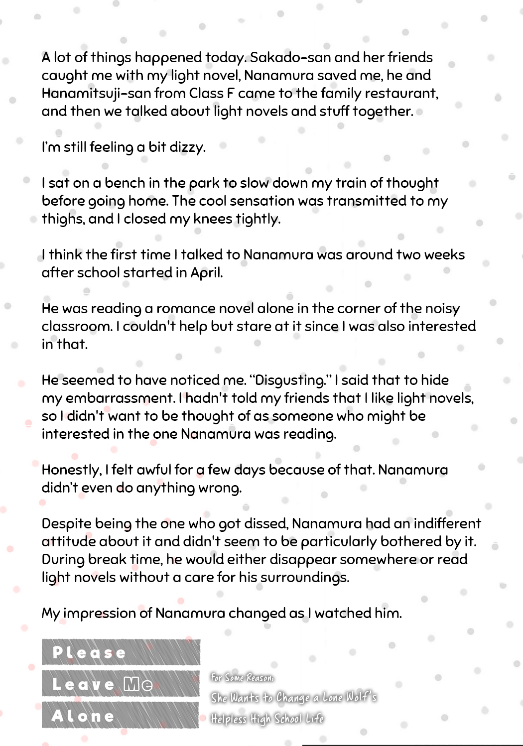 Please Leave Me Alone (For Some Reason, She Wants to Change a Lone Wolf's Helpless High School Life.) chapter 11.5 - page 13