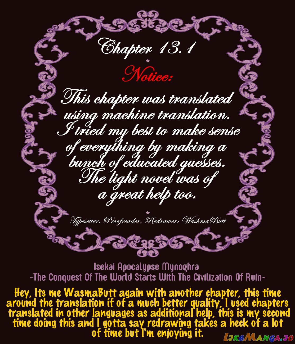 Isekai Apocalypse MYNOGHRA ~The conquest of the world starts with the civilization of ruin~ chapter 13.1 - page 1