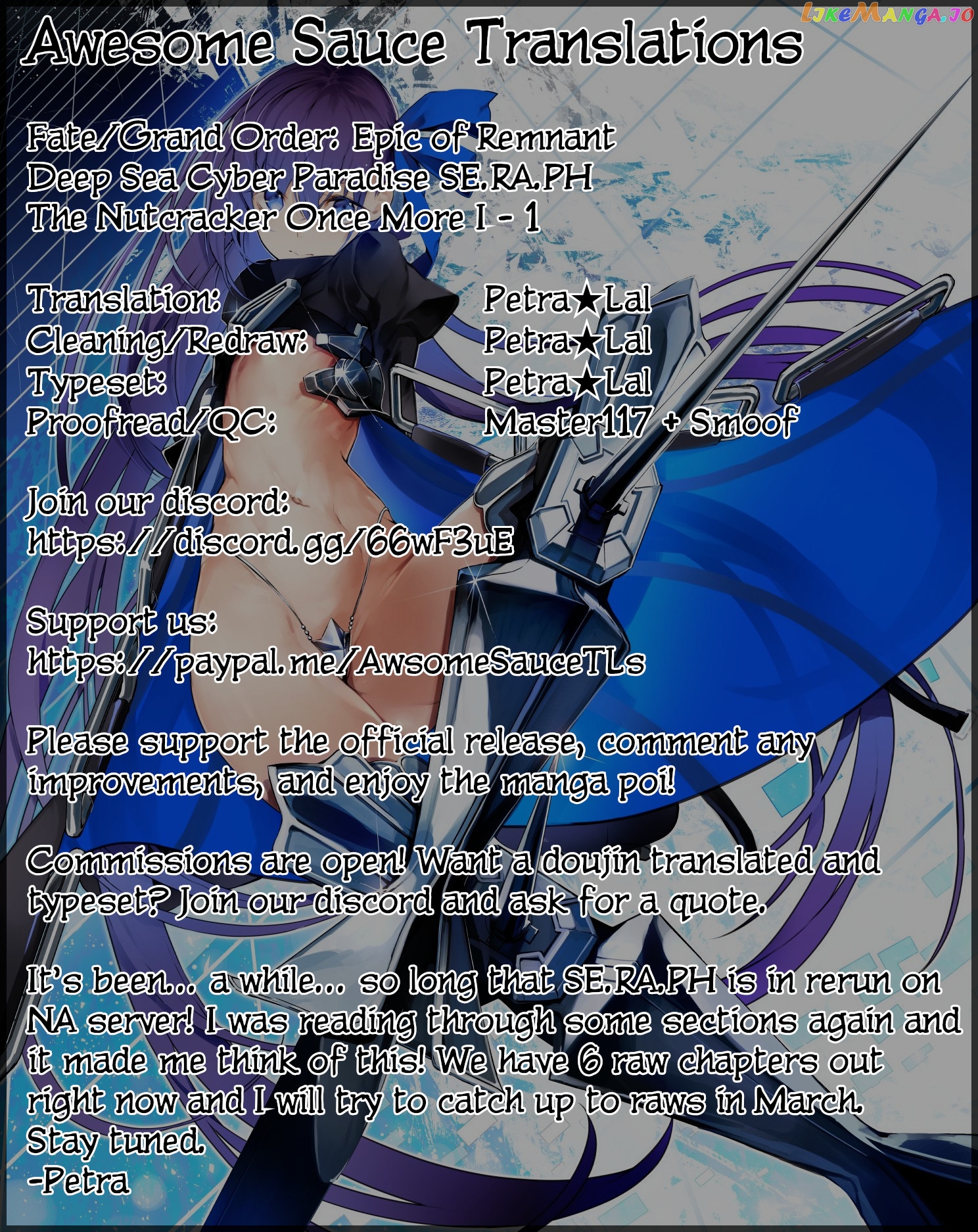 Fate/Grand Order -Epic of Remnant- Deep Sea Cyber-Paradise SE.RA.PH chapter 14.1 - page 1