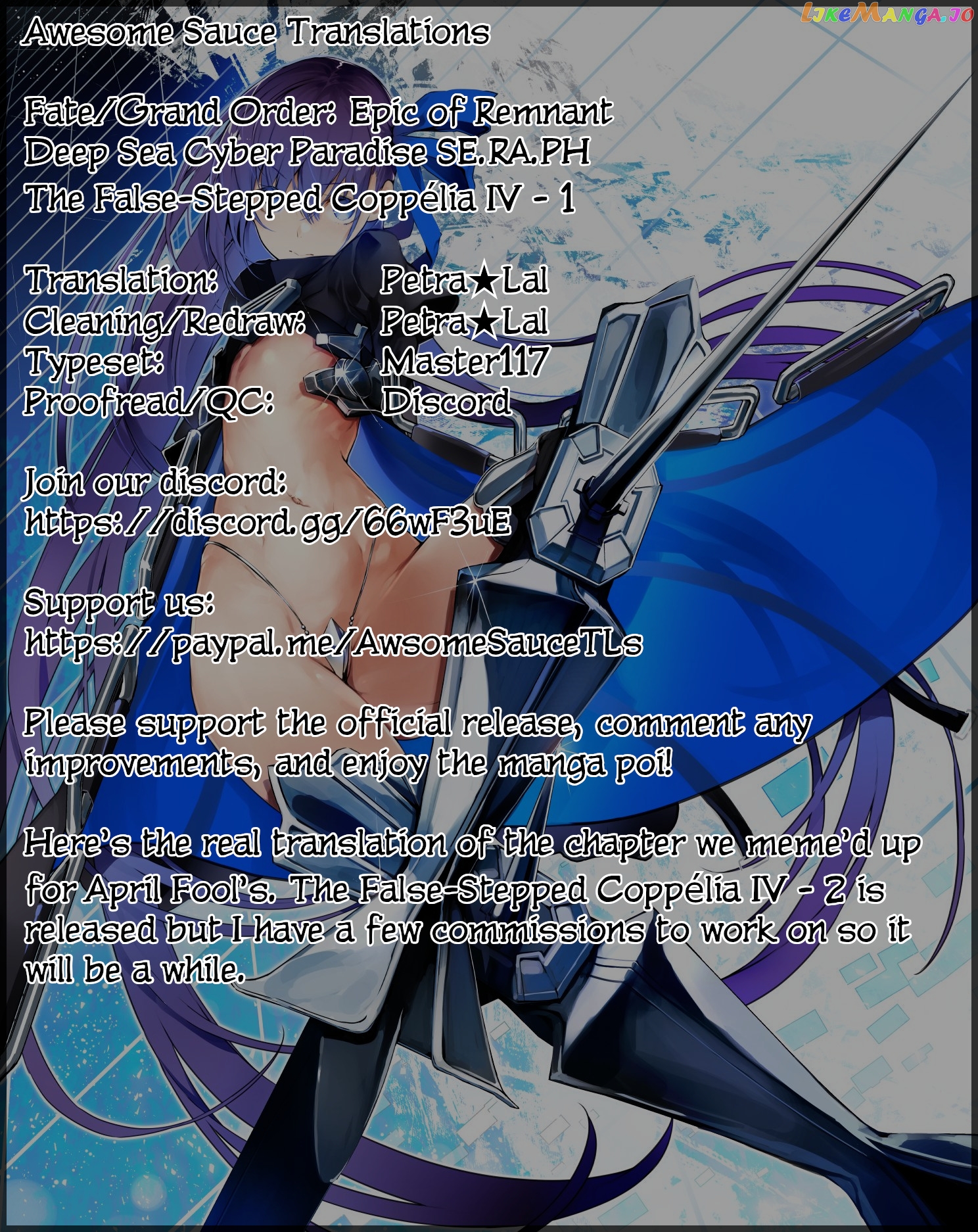 Fate/Grand Order -Epic of Remnant- Deep Sea Cyber-Paradise SE.RA.PH chapter 11.1 - page 1
