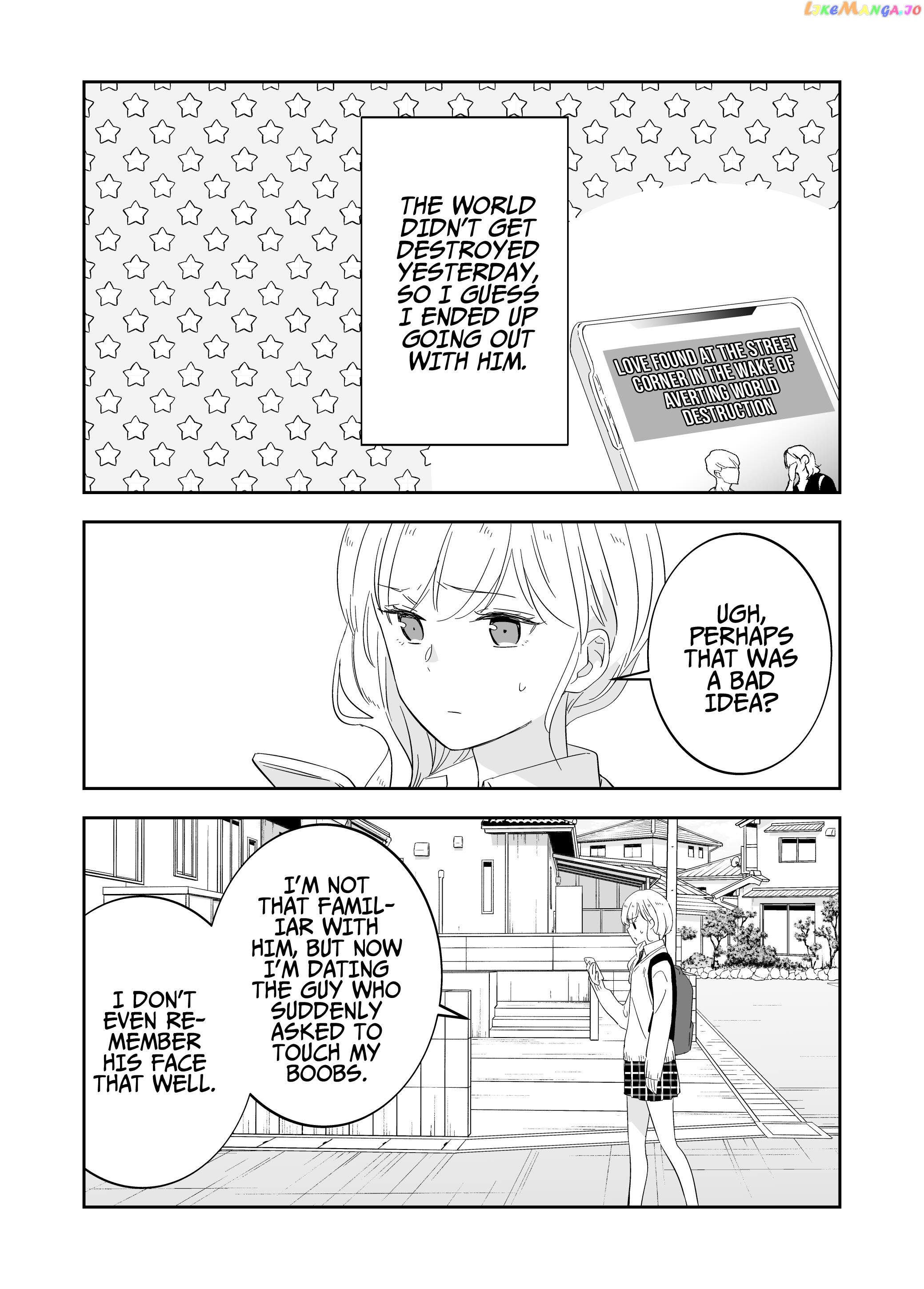 The World Will Be Destroyed Tomorrow, So I Want To Rub Your Boobs chapter 2 - page 1