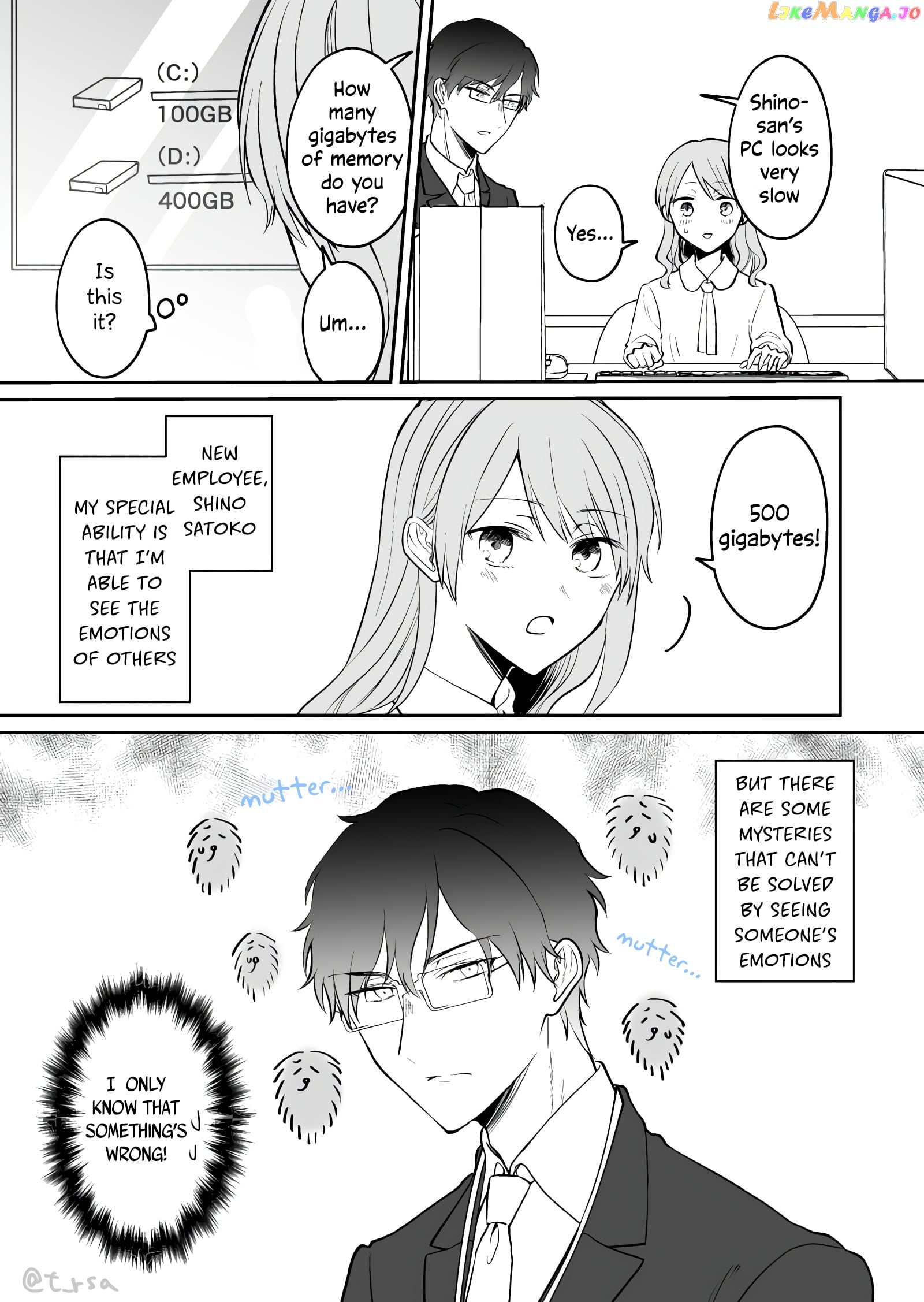 The New-Hire Who Could "Read" Emotions and the Unsociable Senpai chapter 7 - page 1