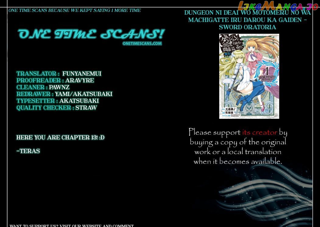 Dungeon Ni Deai O Motomeru No Wa Machigatte Iru Darou Ka Gaiden – Sword Oratoria chapter 13 - page 1