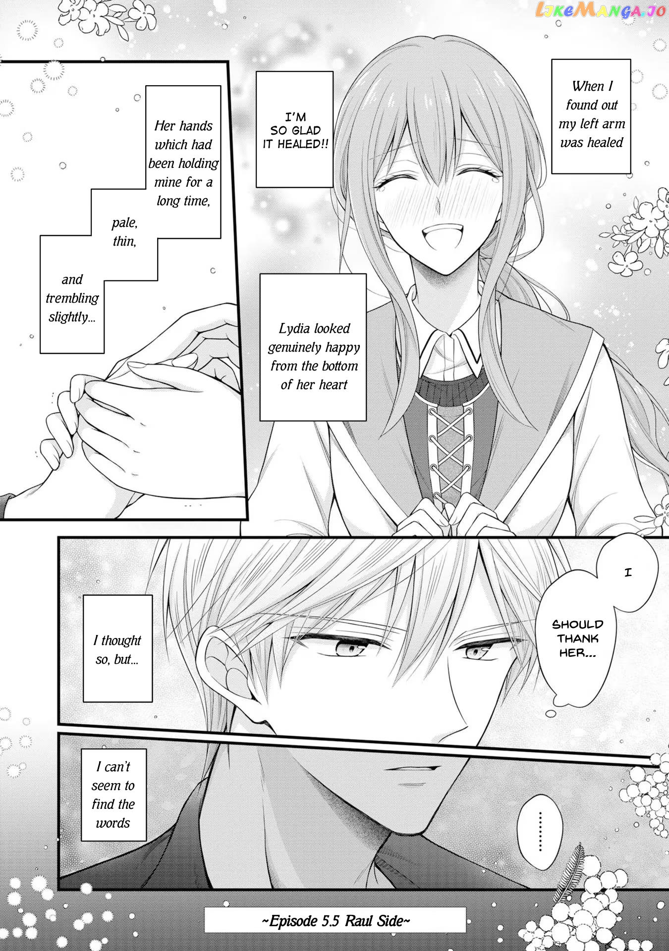 Lady Healer With Zero Luck With Men. Her First Love, a Black Knight, Is Now Her Unchosen Fiancé chapter 5.5 - page 1