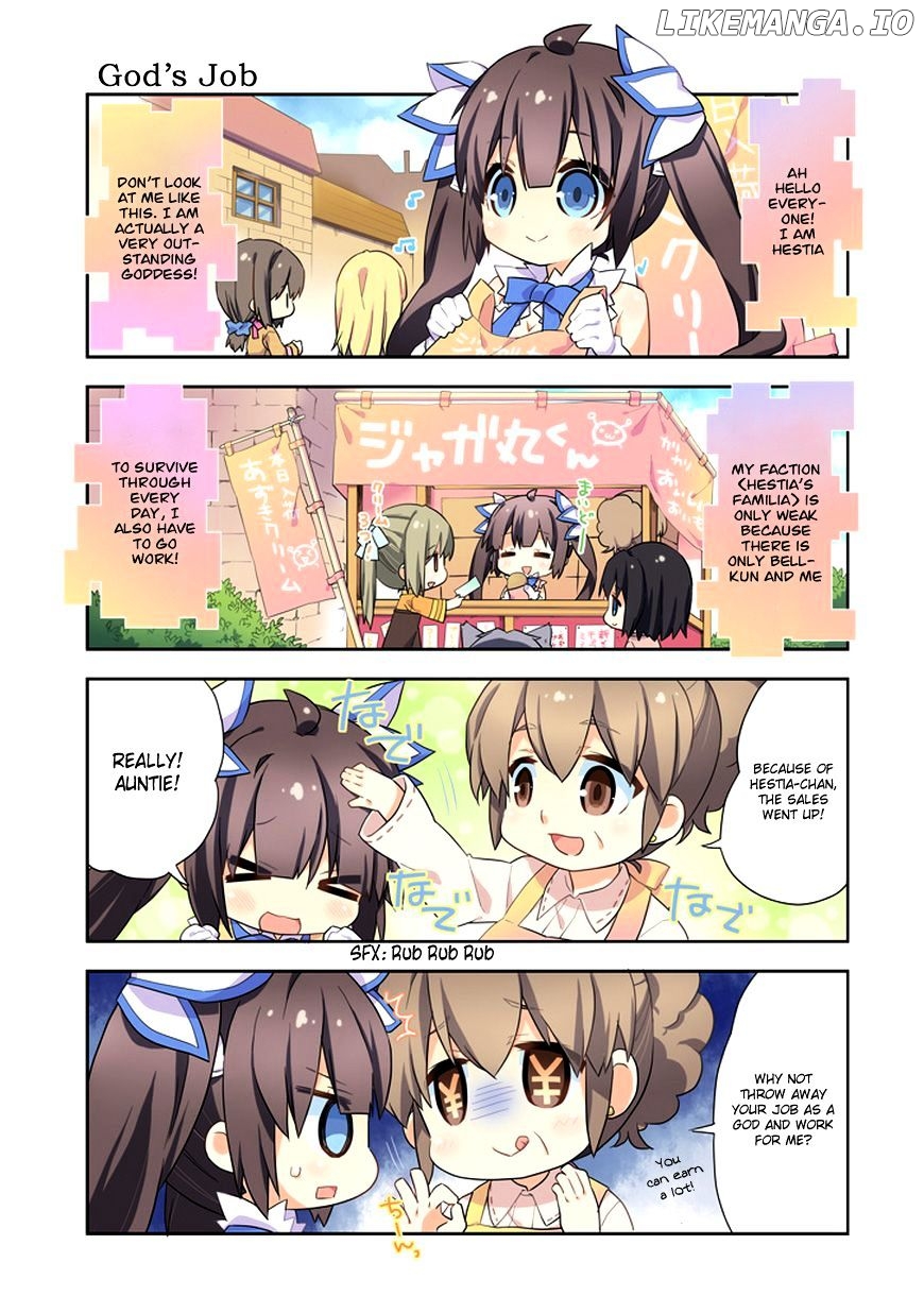 Dungeon ni Deai o Motomeru no wa Machigatte Iru Darou ka 4-koma - Kami-sama no Nichijou chapter 1 - page 3