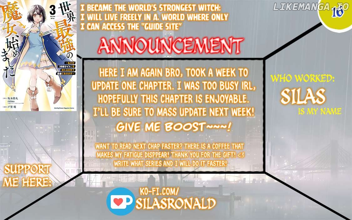 I Became The World's Strongest Witch, ~I Will Live Freely In A World Where Only I Can Access The "guide Site"~ Chapter 16 - page 1
