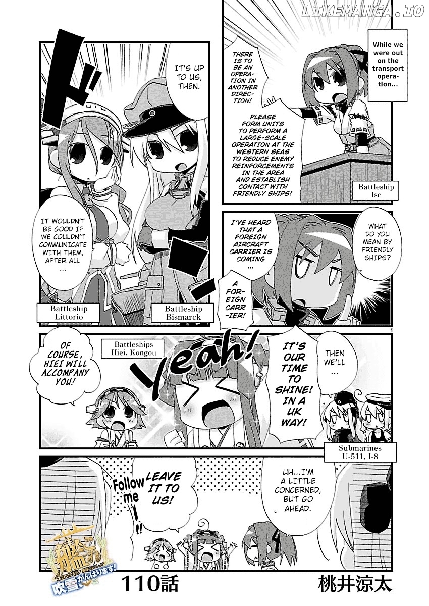 Kantai Collection - Kankore - 4-koma Comic - Fubuki, Ganbarimasu! chapter 110 - page 1