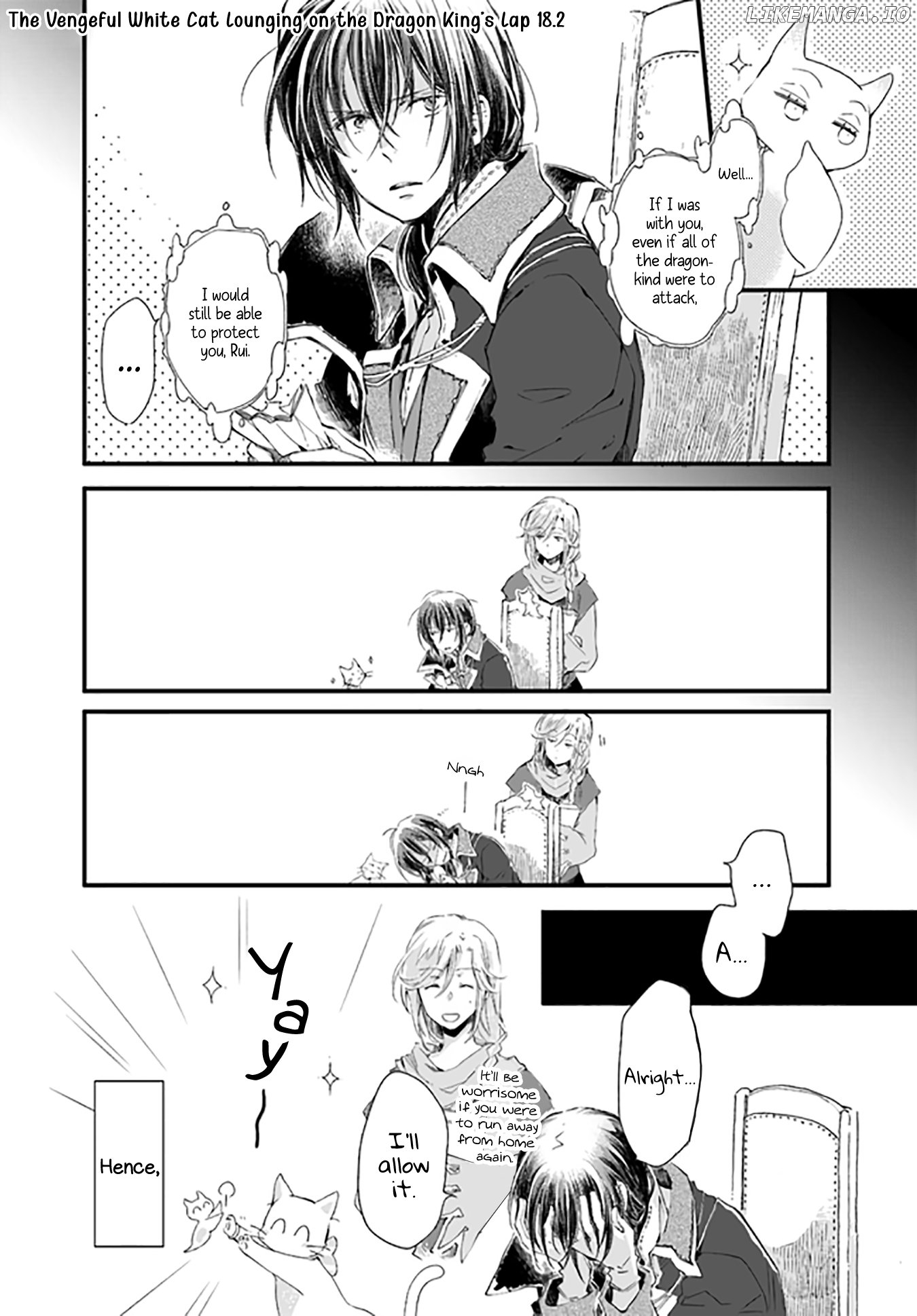 Fukushuu wo Chikatta Shironeko wa Ryuuou no Hiza no Jou de Damin wo Musaboru chapter 18.2 - page 1