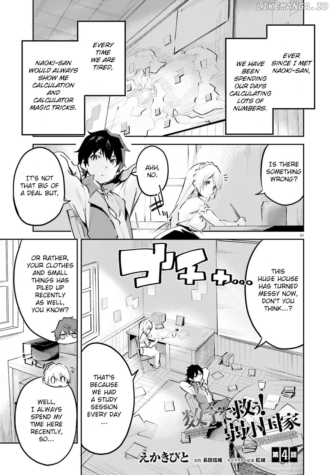 Suuji de Sukuu! Jyakushou Kokka chapter 4.1 - page 1