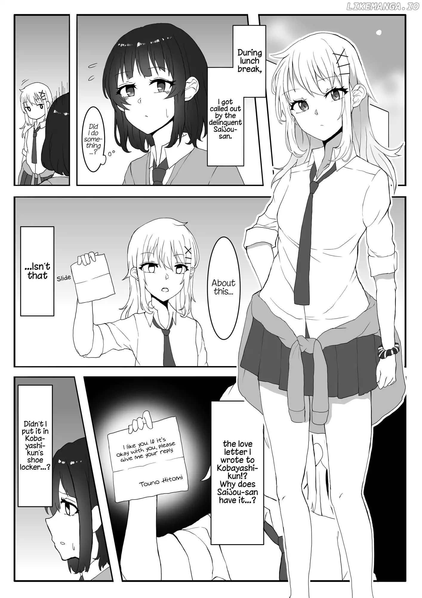a Yuri Manga Between a Delinquent And a Quiet Girl That Starts From a Misunderstanding chapter 1 - page 2