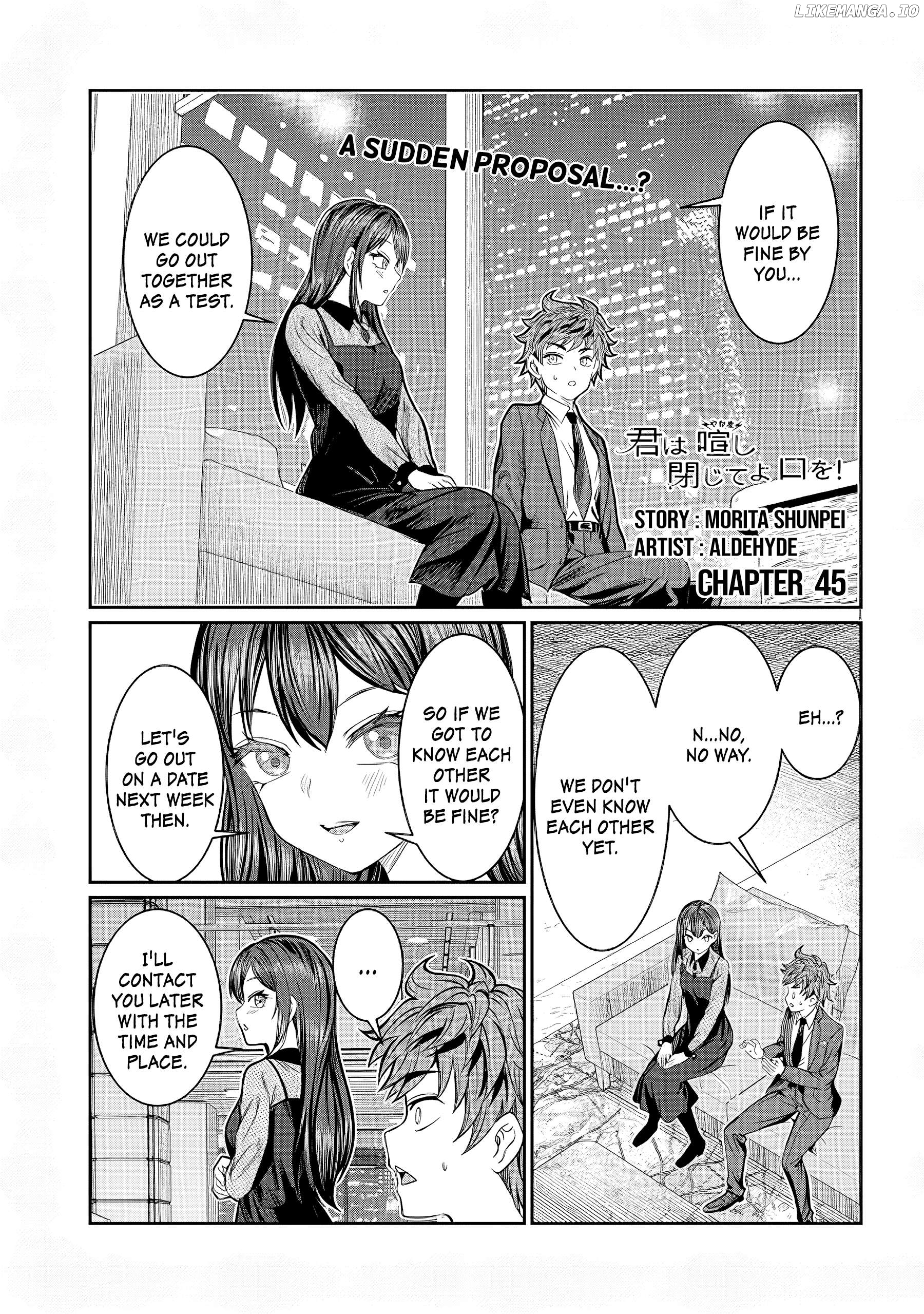 Kimi wa Yakamashi Tojite yo Kuchi wo! Chapter 45 - page 1