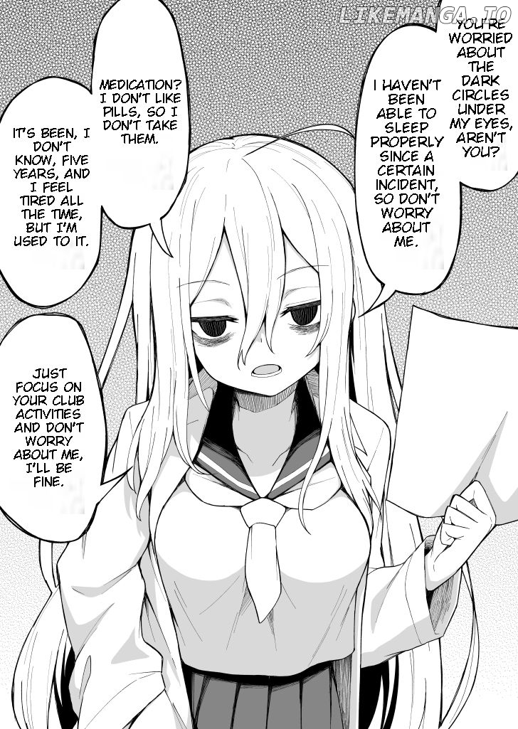 A girl whose dark circles in her eyes disappear as the story progresses. chapter 1 - page 2