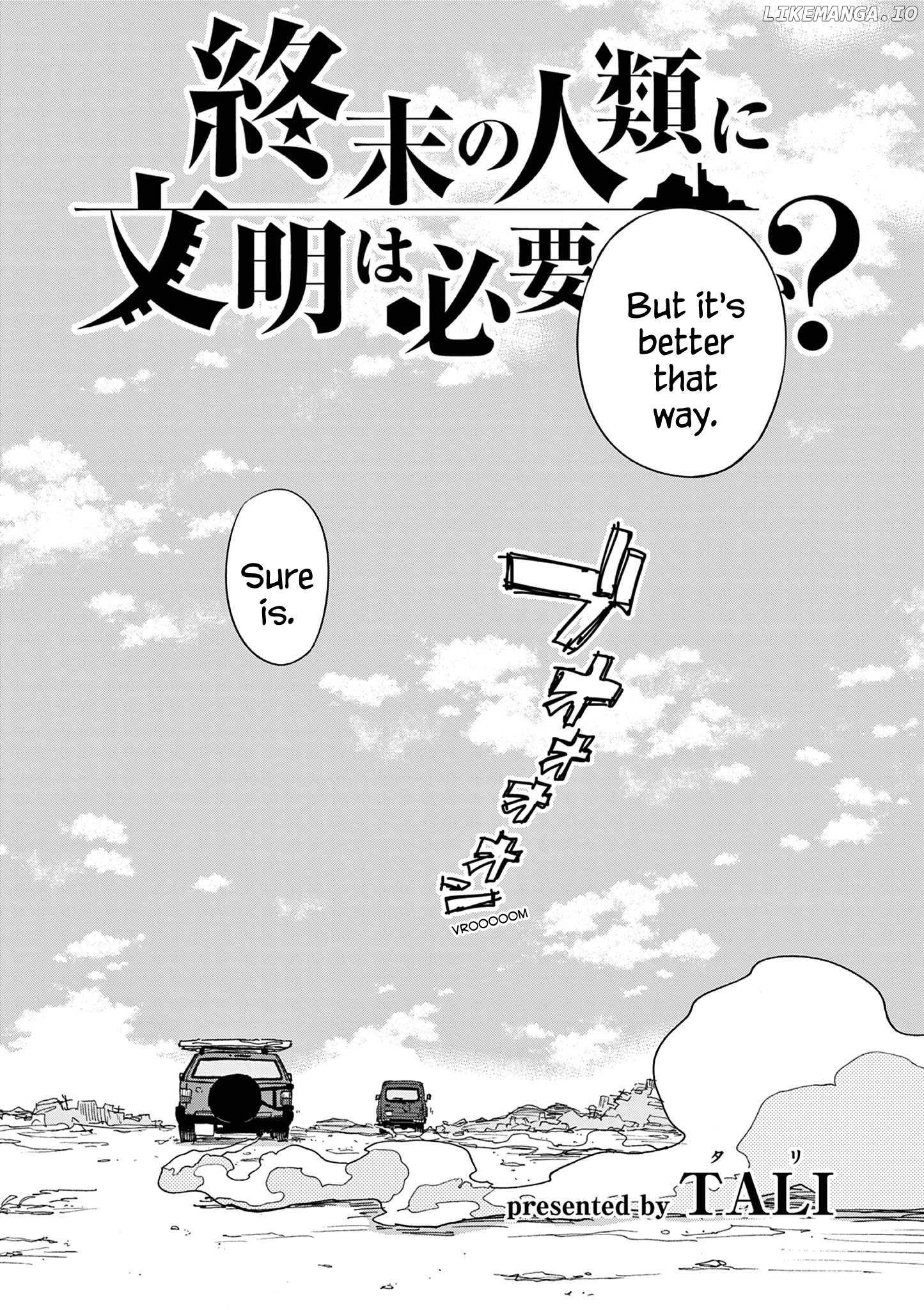 Shuumatsu No Jinrui Ni Bunmei Wa Hitsuyou Desu Ka? chapter 21 - page 3