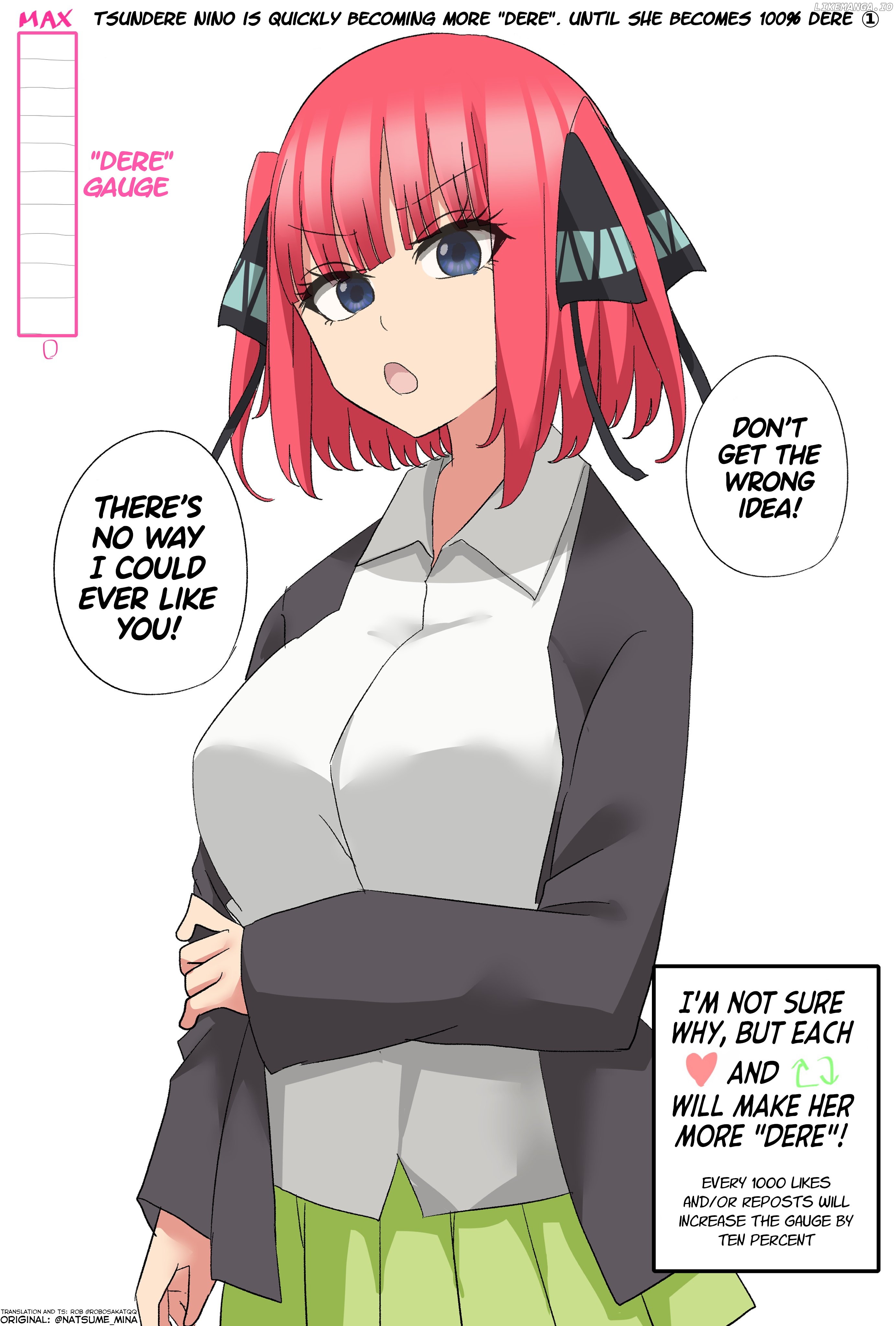 5Toubun No Hanayome - Tsundere Nino Rapidly Becomes More And More "dere" Through Likes And Reposts (Doujinshi) chapter 1 - page 1