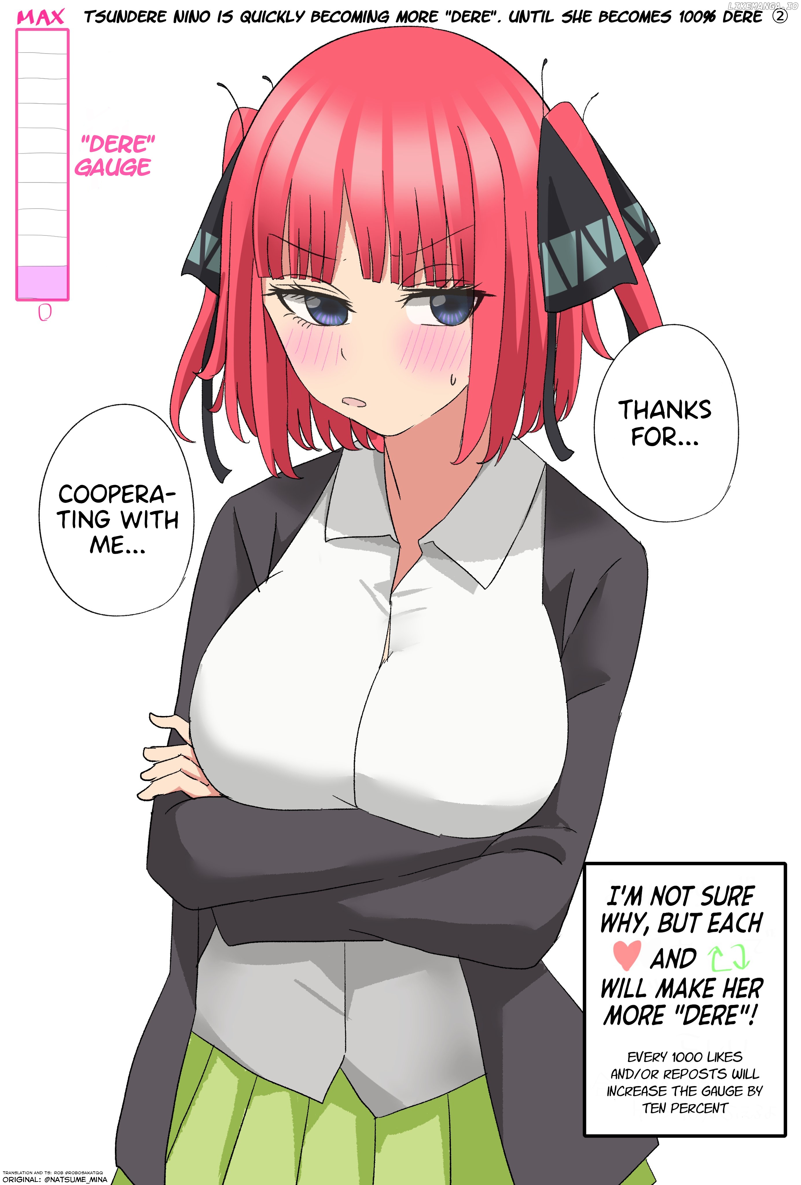 5Toubun No Hanayome - Tsundere Nino Rapidly Becomes More And More "dere" Through Likes And Reposts (Doujinshi) chapter 2 - page 1