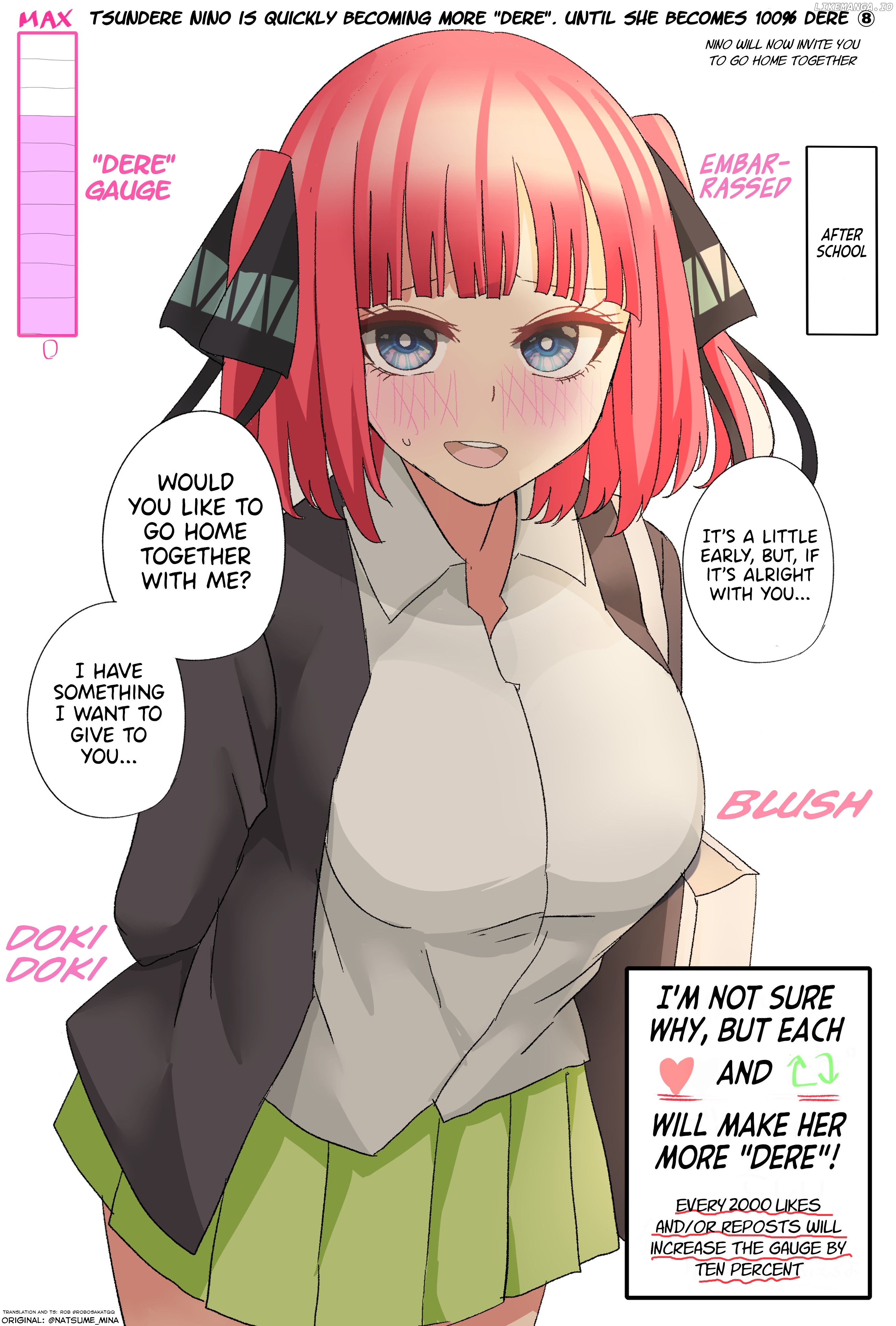 5Toubun No Hanayome - Tsundere Nino Rapidly Becomes More And More "dere" Through Likes And Reposts (Doujinshi) chapter 8 - page 1