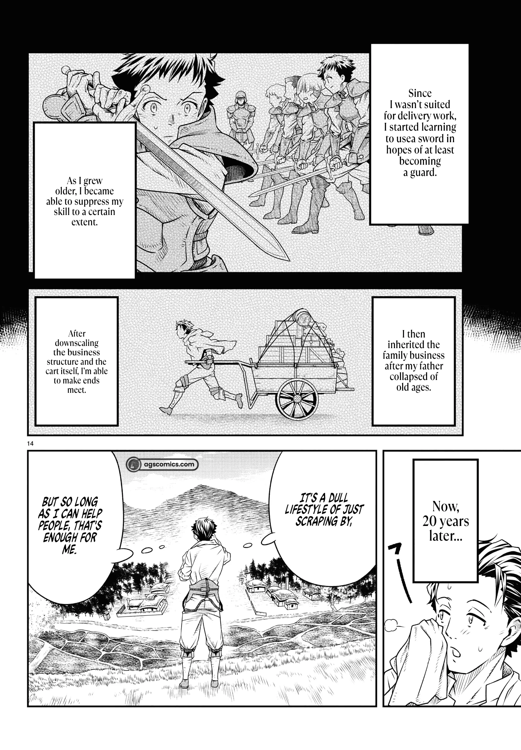 Unsō-ya no ossan ga naze ka fukugyō de zettai muteki kenshi o tsutomeru koto ni ~ sae nai jinsei o okutteta ore ga maō tōbatsu no kirifuda ni?~ Chapter 1 - page 14