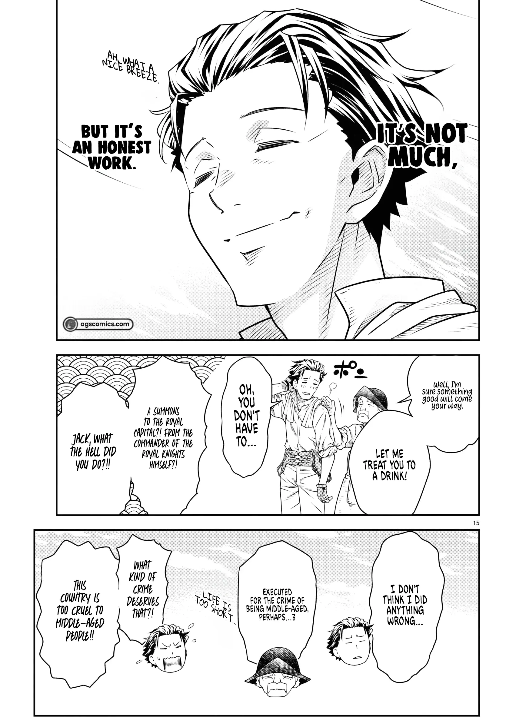 Unsō-ya no ossan ga naze ka fukugyō de zettai muteki kenshi o tsutomeru koto ni ~ sae nai jinsei o okutteta ore ga maō tōbatsu no kirifuda ni?~ Chapter 1 - page 15