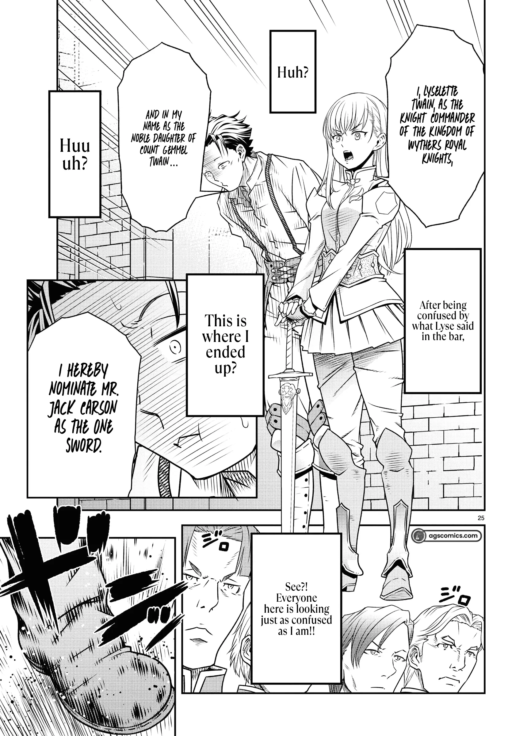 Unsō-ya no ossan ga naze ka fukugyō de zettai muteki kenshi o tsutomeru koto ni ~ sae nai jinsei o okutteta ore ga maō tōbatsu no kirifuda ni?~ Chapter 1 - page 24