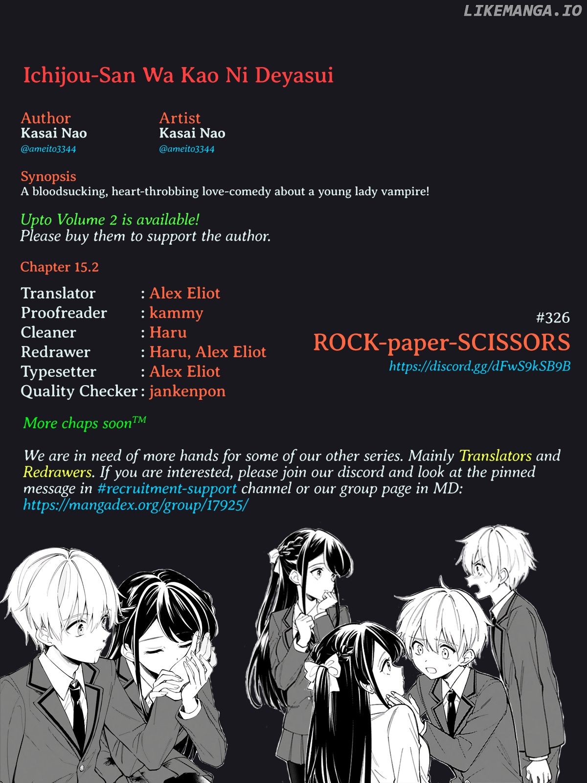 Ichijou-San Wa Kao Ni Deyasui chapter 15.2 - page 14