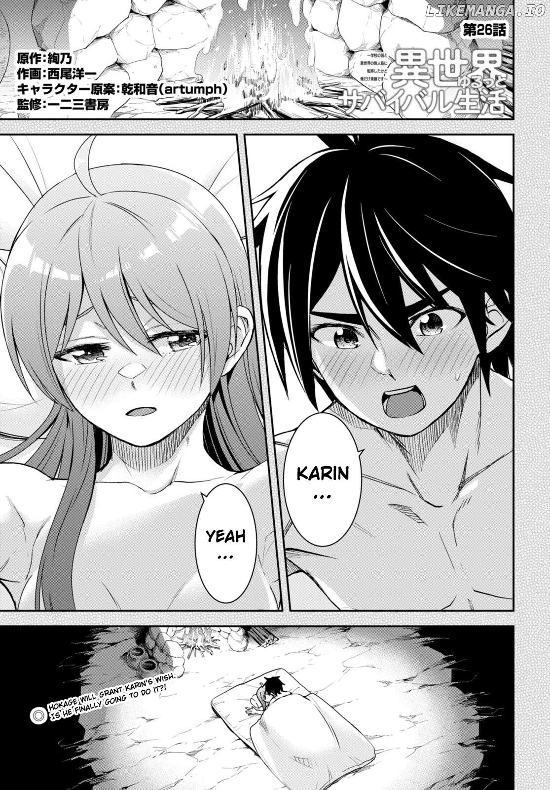 Isekai Yurutto Survival Seikatsu: Gakkou no Minna to Isekai no Mujintou ni Tenishitakedo Ore Dake Rakushou desu Chapter 26 - page 1