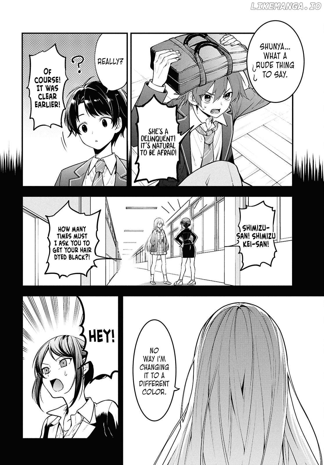 The Yankee Shimizu-san Sitting Next to Me Has Dyed Her Hair Black Chapter 1 - page 4