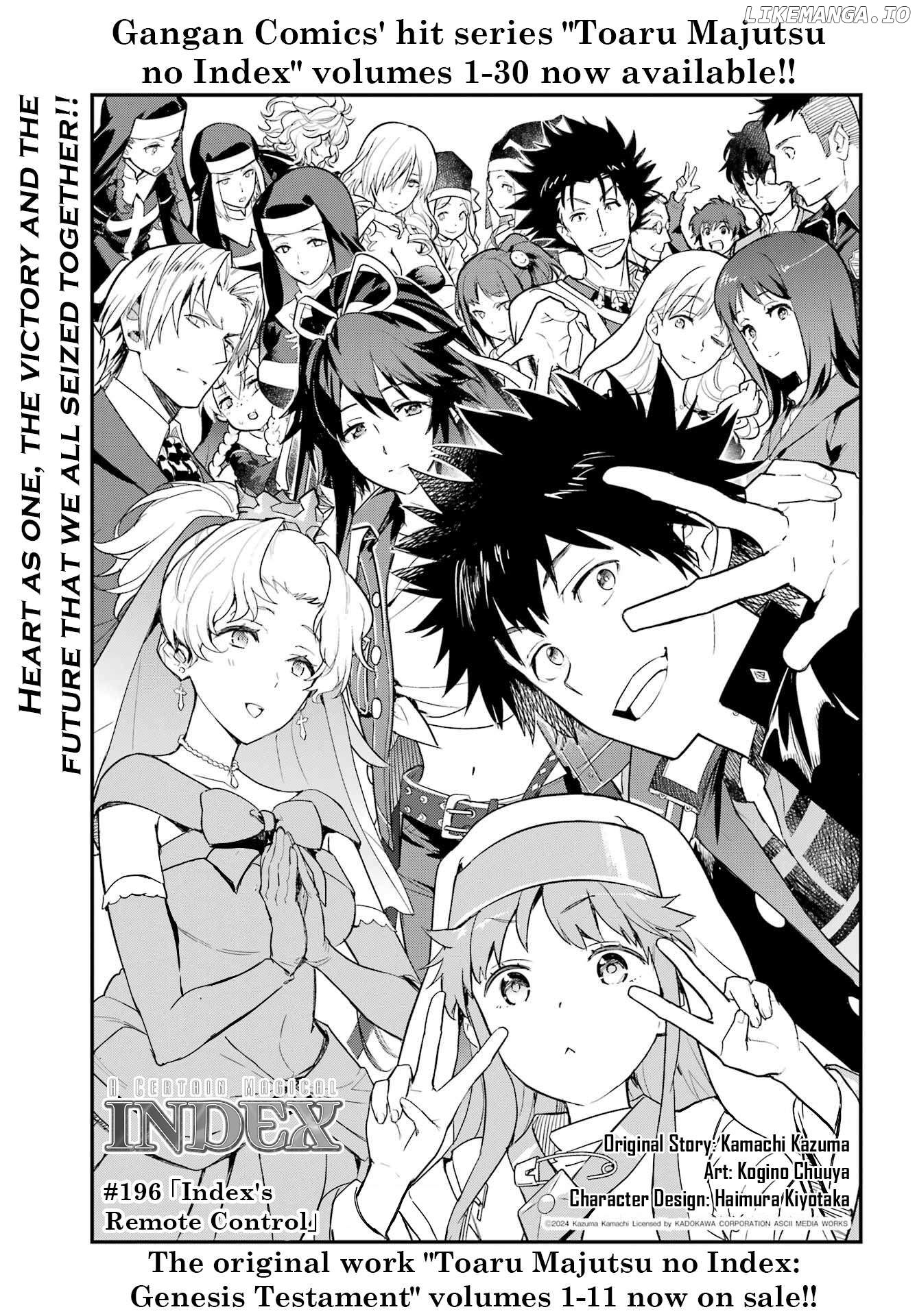 To Aru Majutsu no Kinsho Mokuroku Chapter 196 - page 1