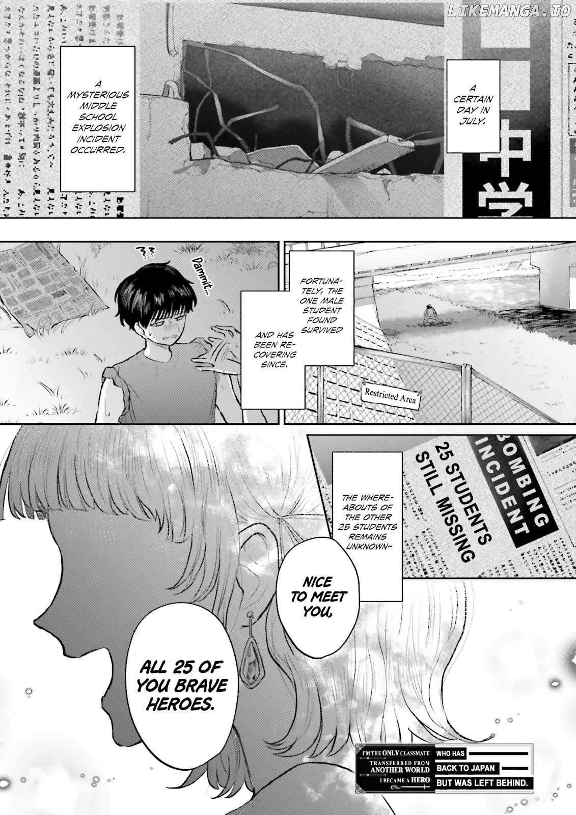 Classmate wa Isekai de Yuusha ni Natta kedo, Ore dake Gendai Nihon ni Okizari ni Narimashita Chapter 3.1 - page 2