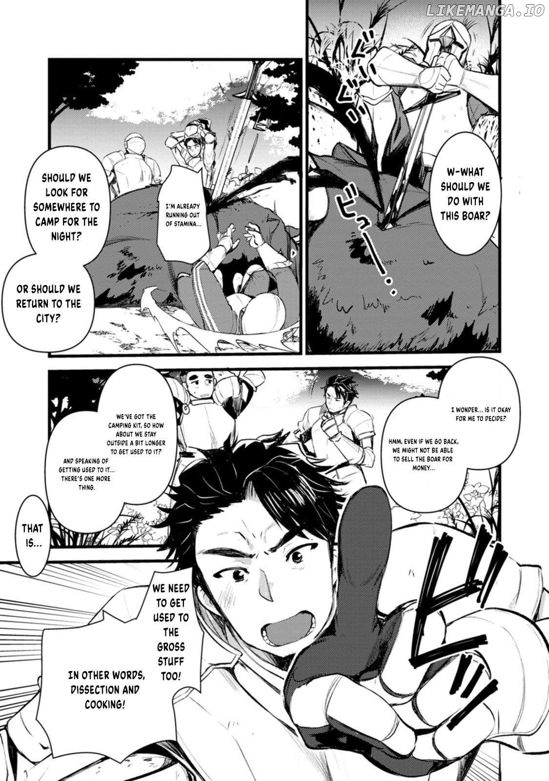 Yuusha ni Narenakatta Sanbaka Trio wa, Kyou mo Otoko Meshi wo Koshiraeru. Chapter 2 - page 20