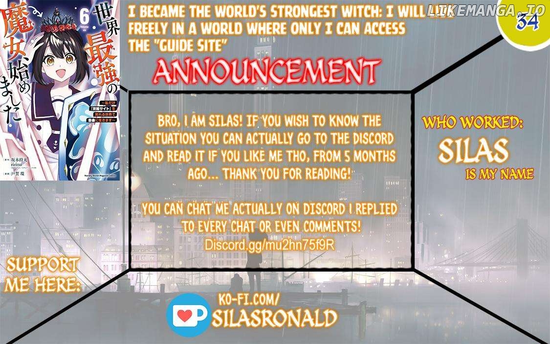 I Became The World's Strongest Witch, ~I Will Live Freely In A World Where Only I Can Access The "guide Site"~ Chapter 34 - page 1