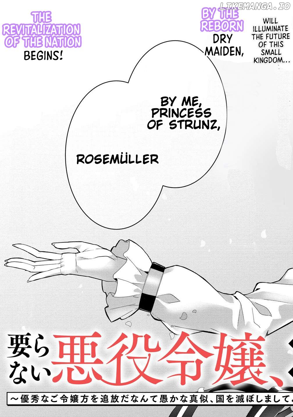 Iranai Akuyaku Reijou, Waga Kuni de Hikitorimasu wa Yuushuu na Go-reijoukata o Tsuihou da Nante Orokana Mane, Kuni o Horoboshimashite yo? Chapter 0.1 - page 7