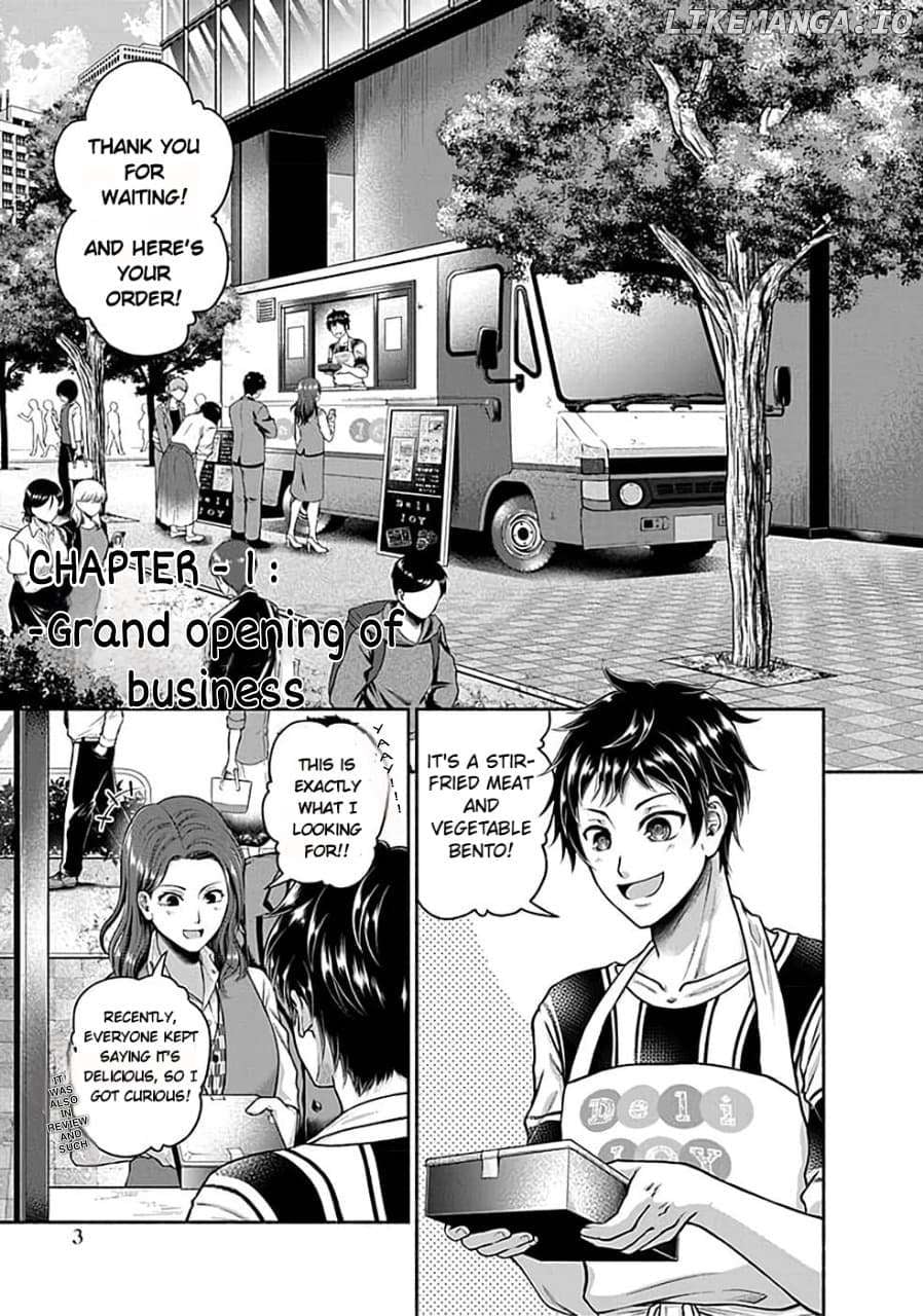 Kitchen Car "Deli-joy" - Shasou Kara Isekai e Umaimono Mitsuyu Hanbaichuu! Chapter 1.1 - page 1