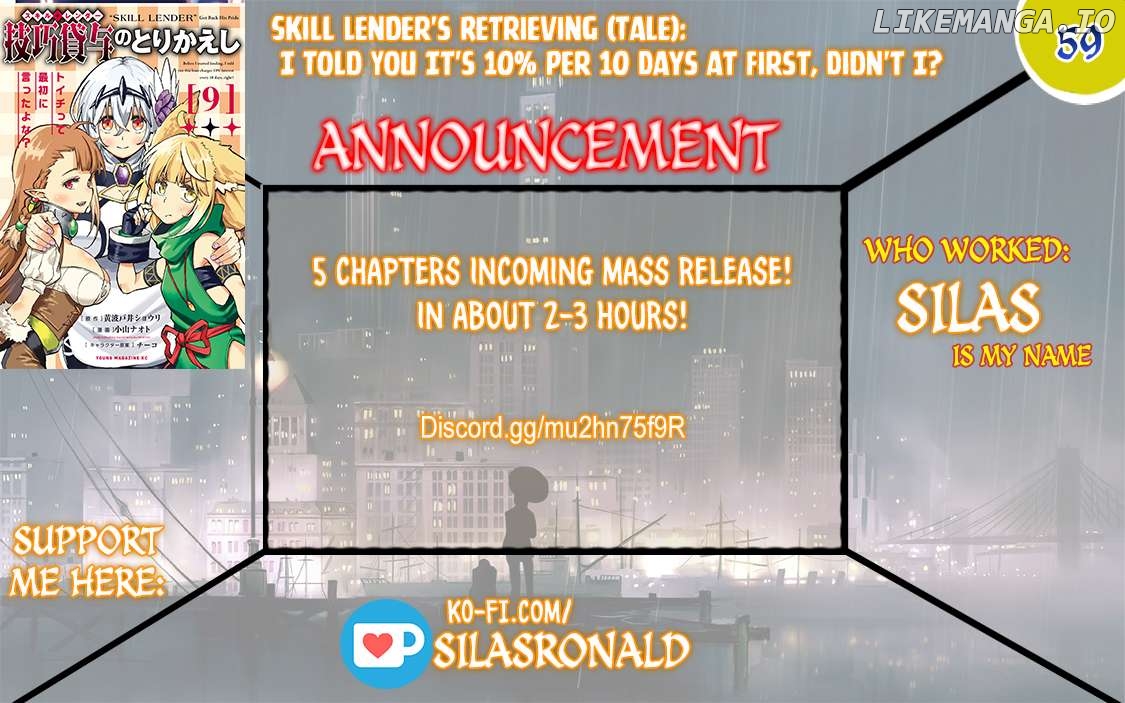 Skill Lender’s retrieving (Tale) ~I told you it’s 10% per 10 days at first, didn’t I~ Chapter 59 - page 1