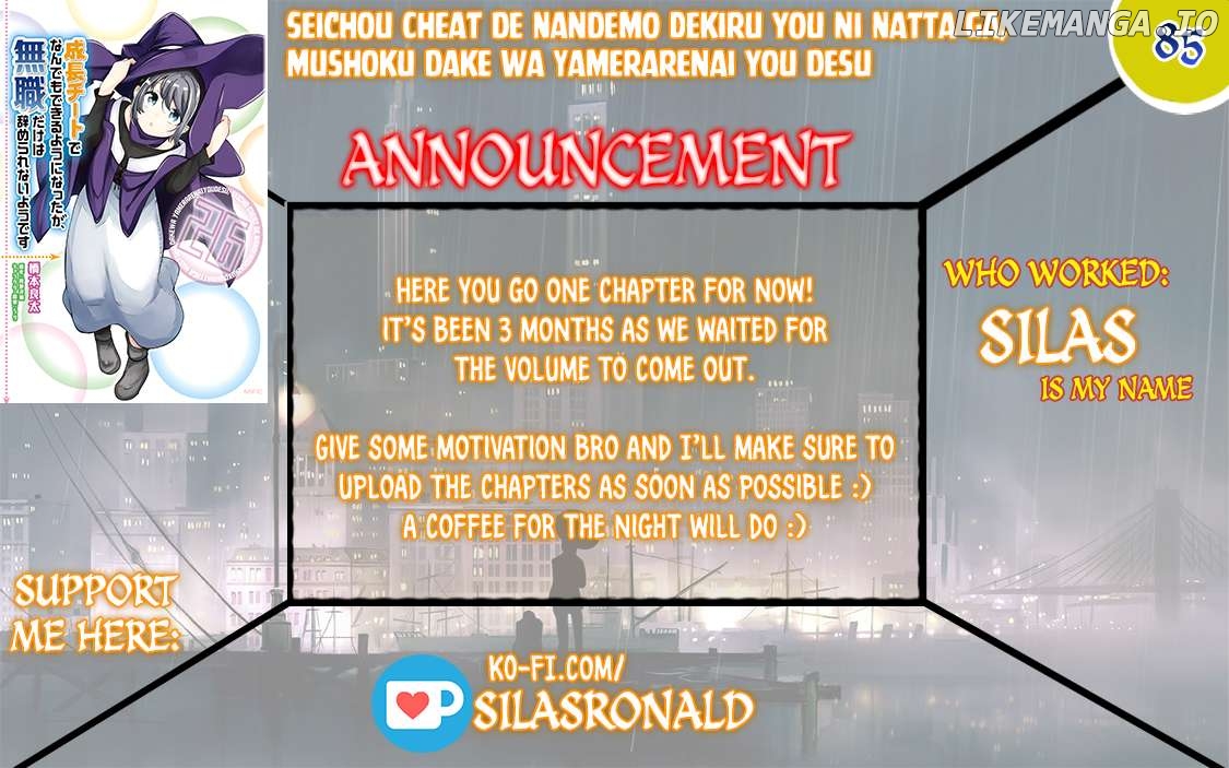 Seichou Cheat de Nandemo Dekiru You ni Natta ga, Mushoku Dake wa Yamerarenai You Desu Chapter 85 - page 1