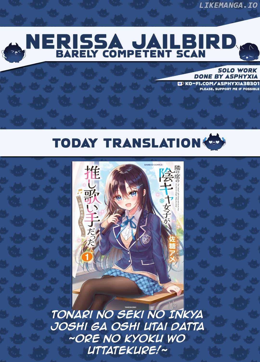 Tonari no Seki no Inkya Joshi ga Oshi Utai Datta ~Ore no Kyoku wo Uttatekure!~ Chapter 3.2 - page 1