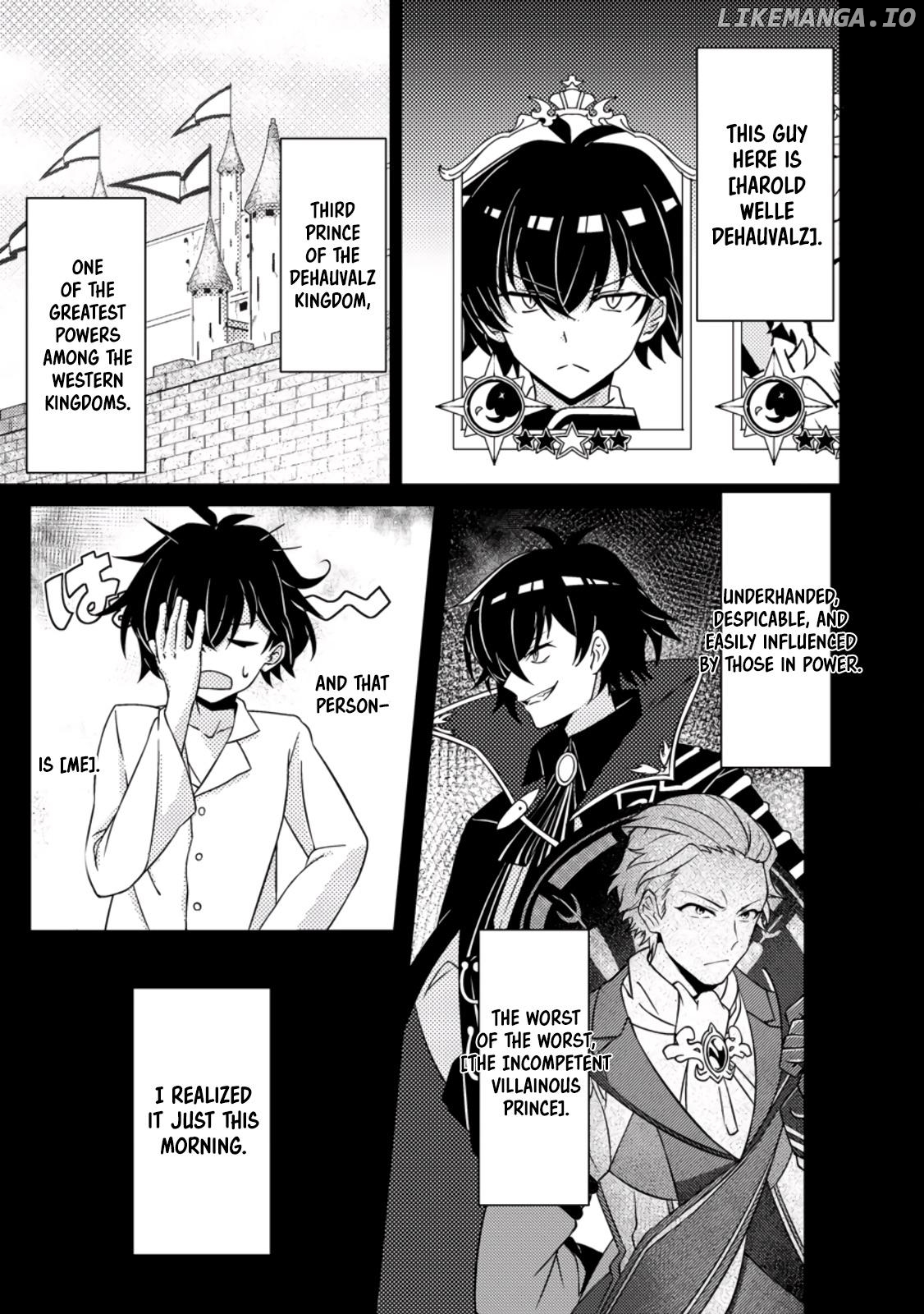 Munou no Akudou Ouji wa Ikinokoritai ~Ren'ai RPG no Akuyaku Mob ni Tensei Shita kedo, Gensaku Mushi shite Saikyou o Mezasu~ Chapter 1 - page 4