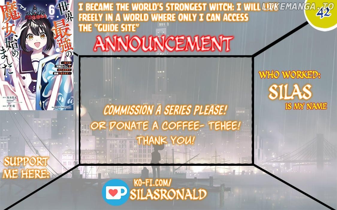 I Became The World's Strongest Witch, ~I Will Live Freely In A World Where Only I Can Access The "guide Site"~ Chapter 42 - page 1