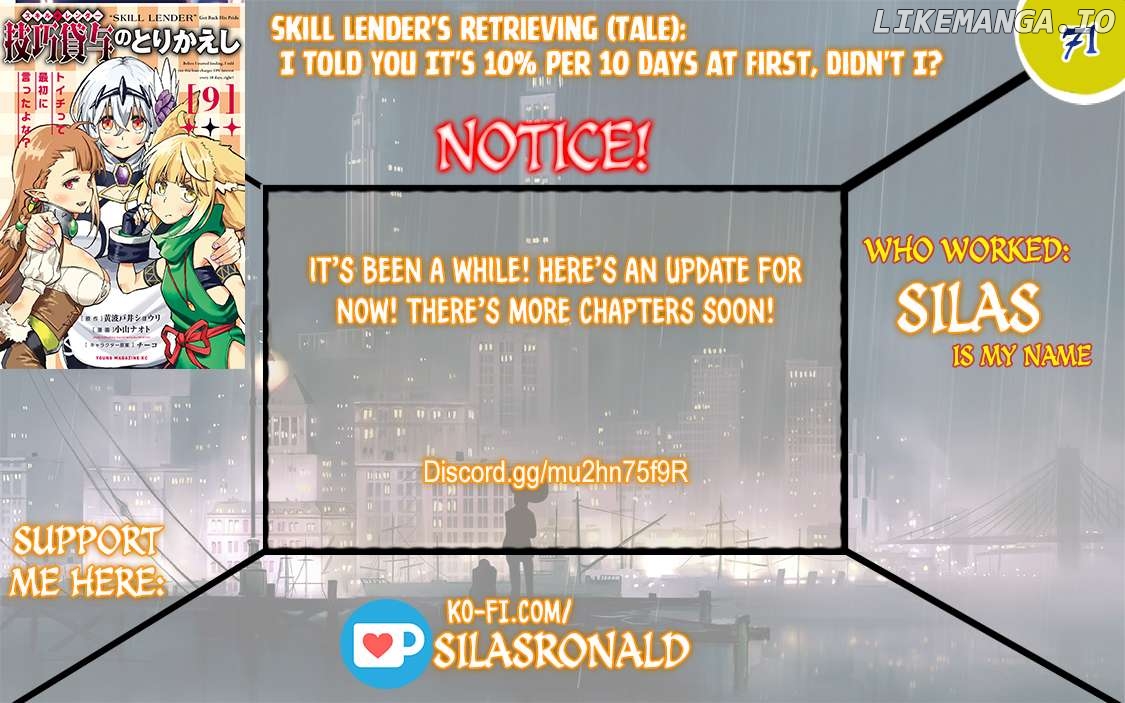 Skill Lender’s retrieving (Tale) ~I told you it’s 10% per 10 days at first, didn’t I~ Chapter 71 - page 1