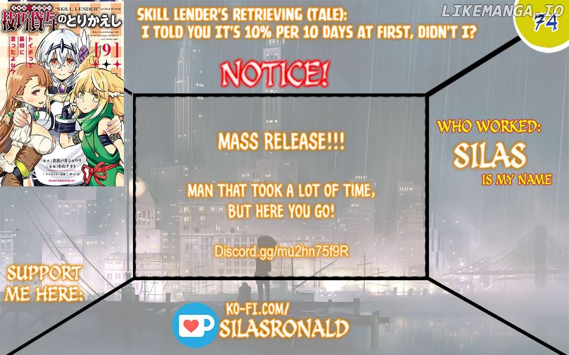 Skill Lender’s retrieving (Tale) ~I told you it’s 10% per 10 days at first, didn’t I~ Chapter 74 - page 1