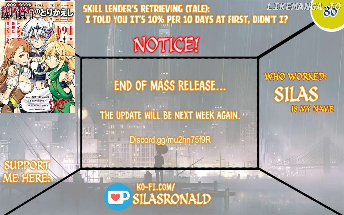 Skill Lender’s retrieving (Tale) ~I told you it’s 10% per 10 days at first, didn’t I~ Chapter 80 - page 1