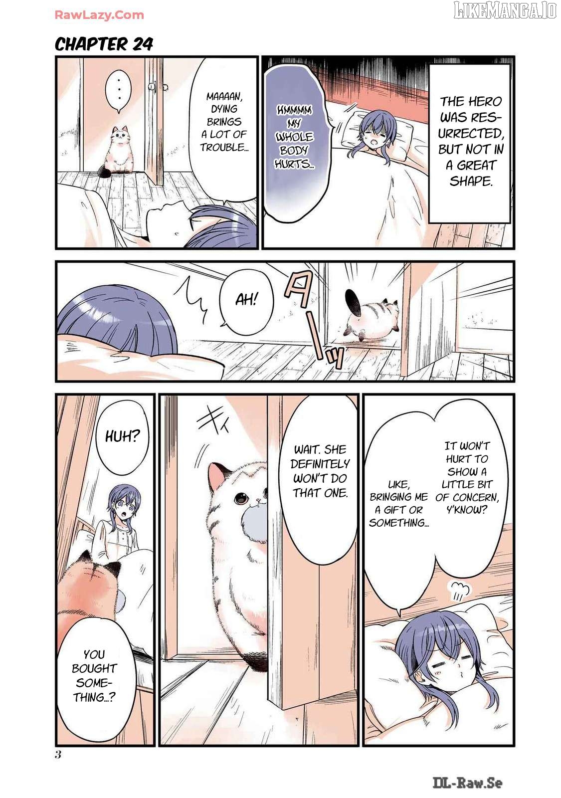 A story about a cat reincarnated in a different world where there are no cats. Chapter 24 - page 1