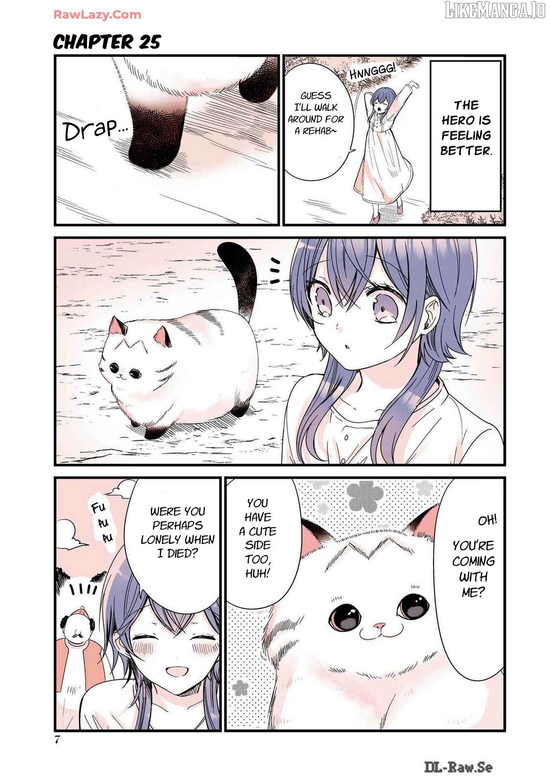 A story about a cat reincarnated in a different world where there are no cats. Chapter 25 - page 1