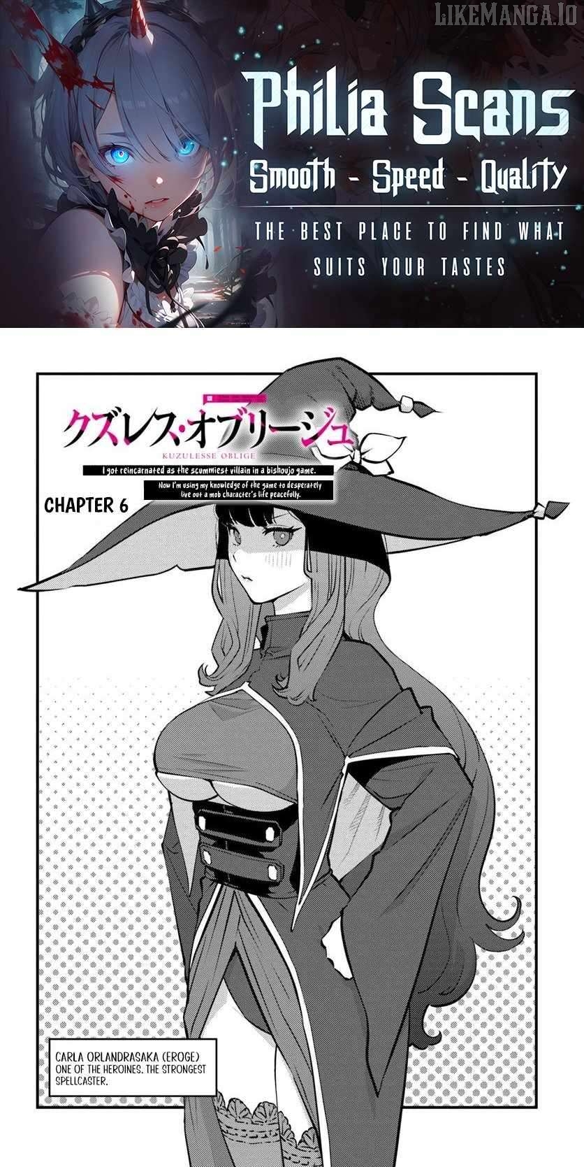 Kuzuless Oblige 18-kin ge sekai no kuzu akuyaku ni tensei shite shimatta ore wa, gensaku chishiki no chikara de dōshite mo mobu jinsei o tsukamitoritai. Chapter 6.1 - page 1