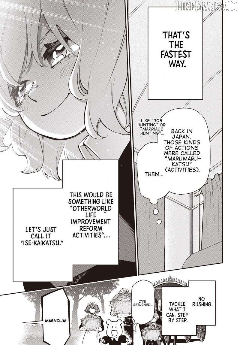 Tensei Arasaa Joshi no Kotoyo Kaikatsu - Seiryaku Kekkon wa Iya na no de, Zatsugaku Chishiki de Tanoshii Kaikaku Life wo Kekkou Shichaimasu! Chapter 14 - page 28